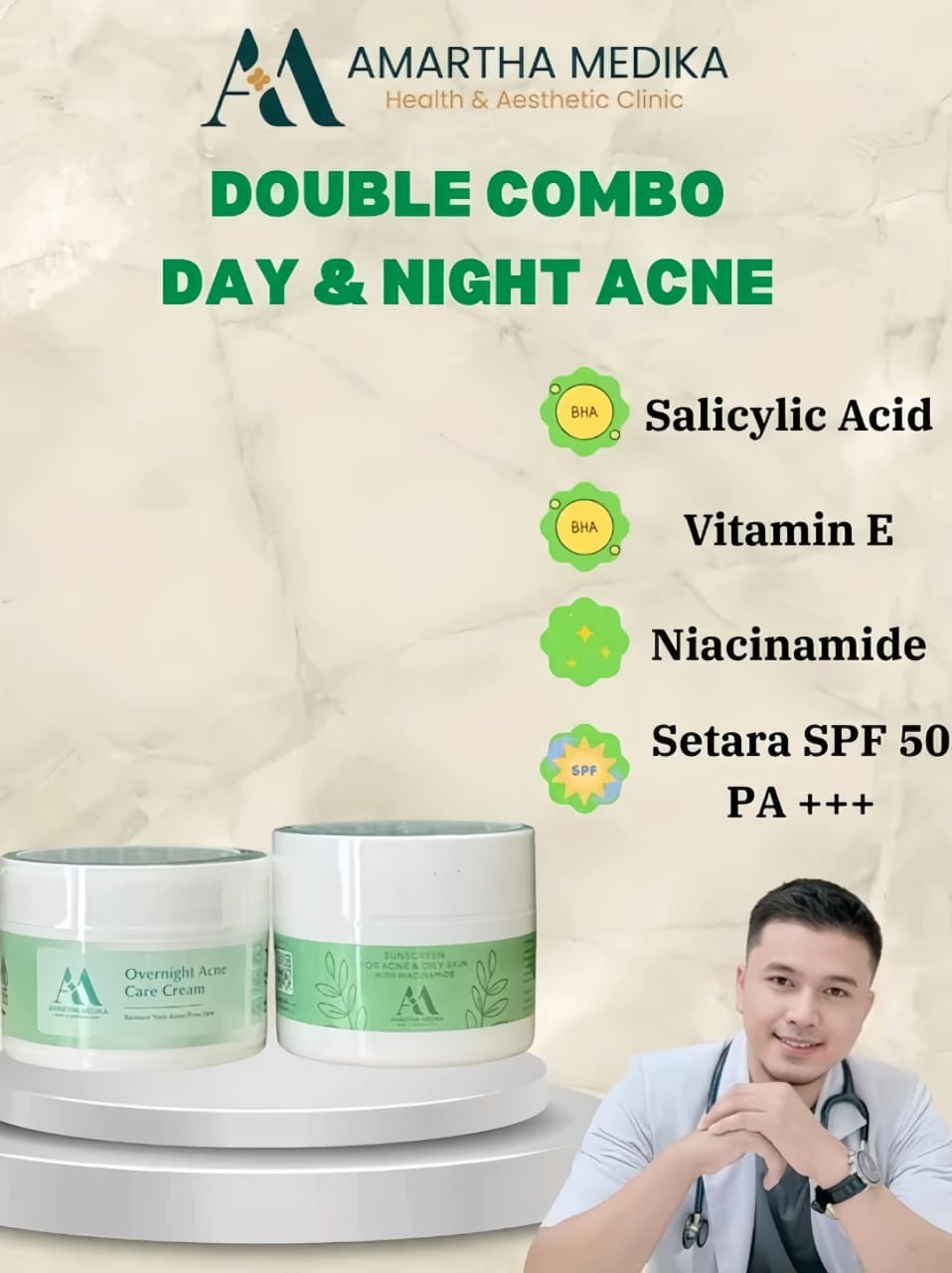 Produk Skincare Double Combo Day & Night Acne dari Amartha Medika